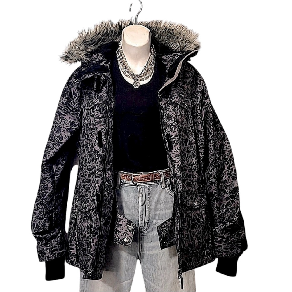 Roxy Women’s Snowboard Ski Funnel Neck Jacket Removable Hoodie Faux Fur Trim M